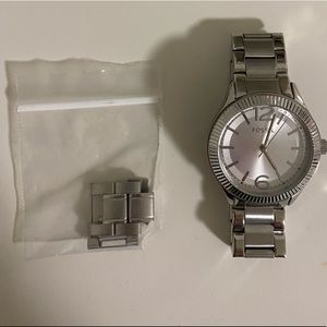 Silver fossil watch